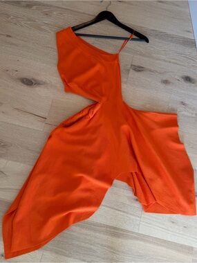 Hanifa Asymmetric One-Shoulder Orange Dress